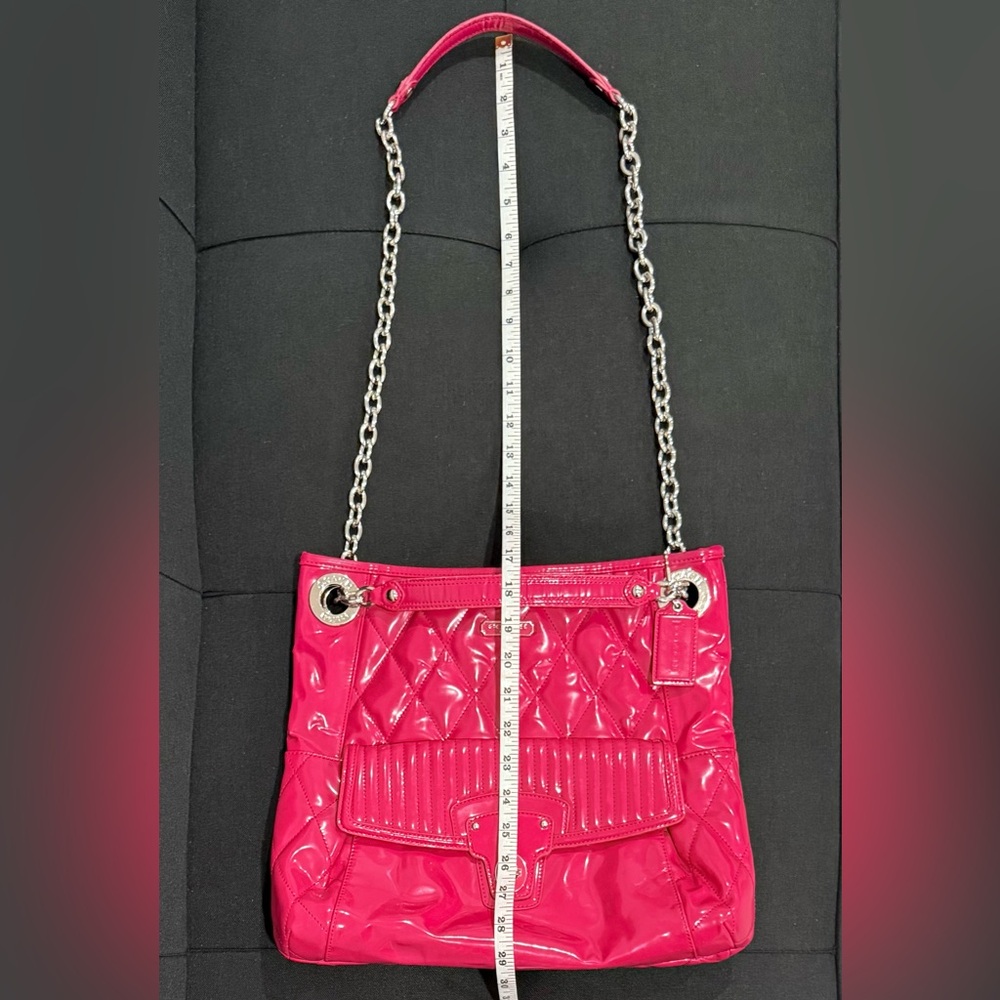 🩷 SOLD - Coach Poppy Liquid Gloss Patent Leather Hot Pink Convertible Bag - Picture 15 of 17